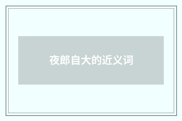 夜郎自大的近义词
