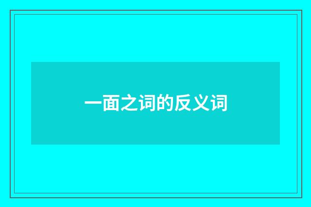 一面之词的反义词