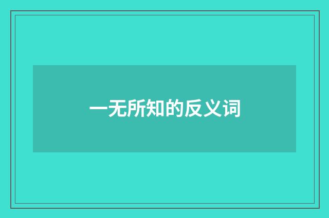 一无所知的反义词