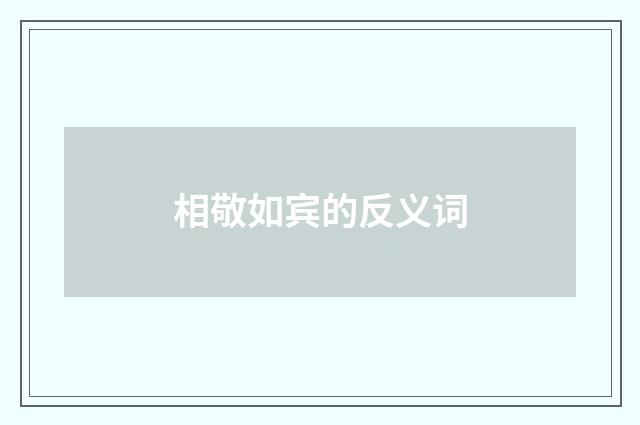 相敬如宾的反义词