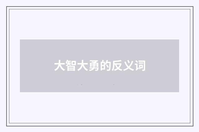 大智大勇的反义词