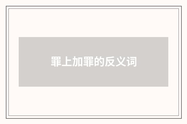 罪上加罪的反义词