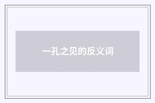 一孔之见的反义词