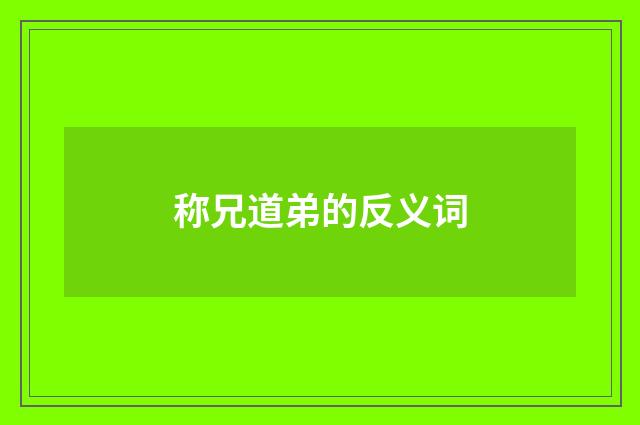 称兄道弟的反义词