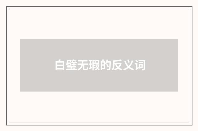 白璧无瑕的反义词