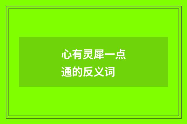 心有灵犀一点通的反义词