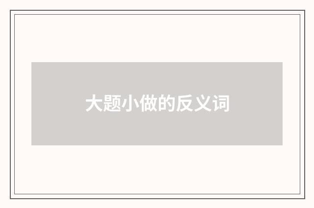 大题小做的反义词
