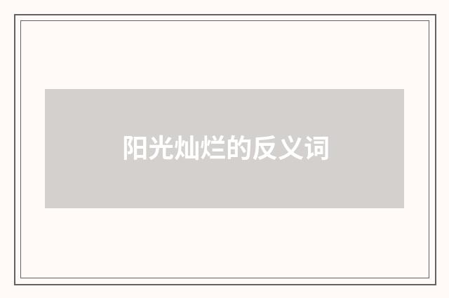 阳光灿烂的反义词