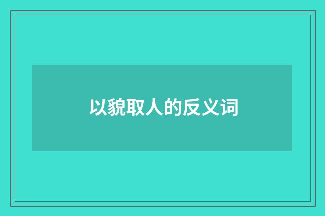 以貌取人的反义词