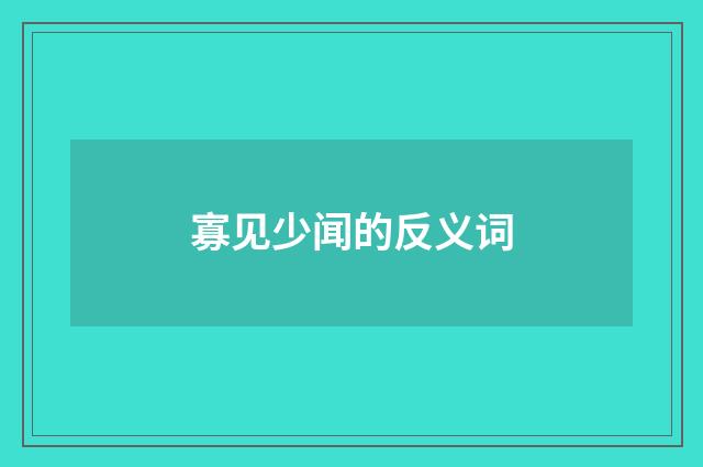 寡见少闻的反义词